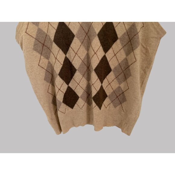 F.R. Tripler & Co. 100% Cashmere Argyle Sweater Vest Made In Italy Medium Beige/ - Picture 6 of 8